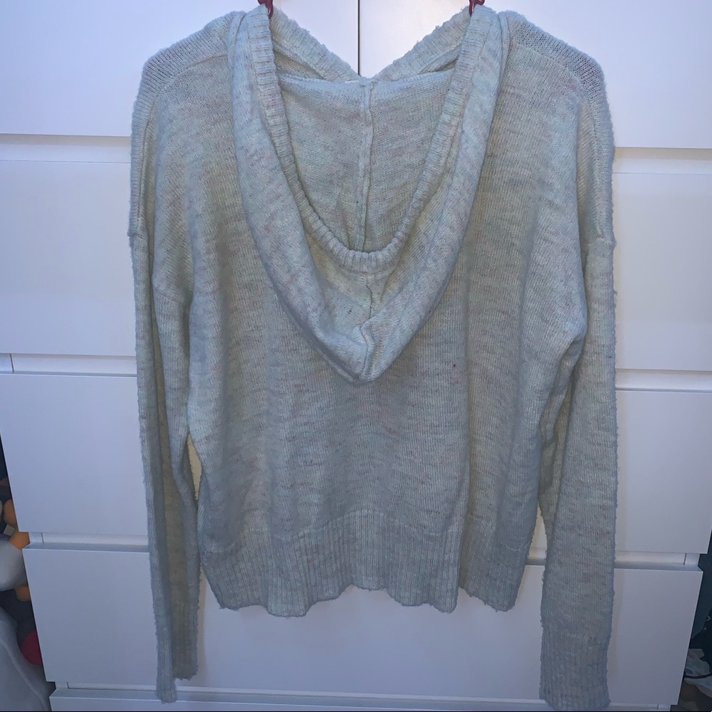 White Pastel SO Mulitcolored Hooded Sweater With Metal String Ends Womens Medium - Picture 5 of 8